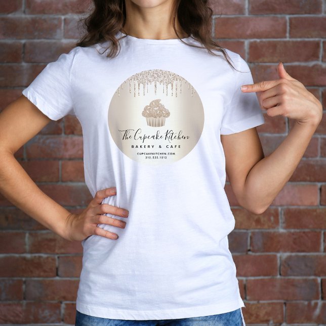 Cupcake Gold Glitzer Tropfen Bäckerei Konditorei C T-Shirt (Von Creator hochgeladen)