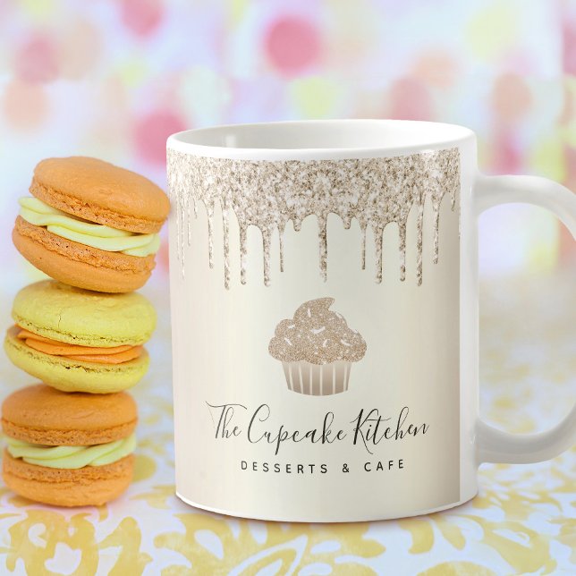 Cupcake Gold Glitzer Tropfen Bäckerei Konditorei K Kaffeetasse (Von Creator hochgeladen)