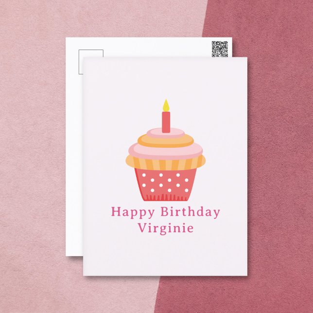 Cupcake Happy Birthday Pink Postcard Postkarte (Cupcake Happy Birthday Pink Postcard )