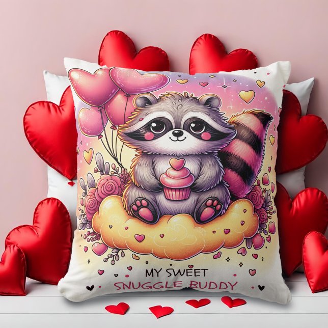 Cupcake Heart Raccoon Valentine Kissen (Von Creator hochgeladen)