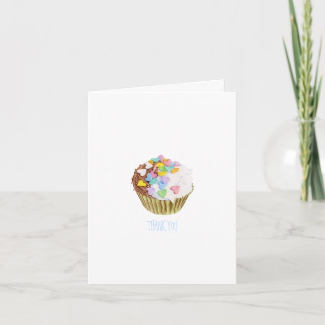 Cupcake Hearts Thank You Note Card Dankeskarte (Vorderseite)