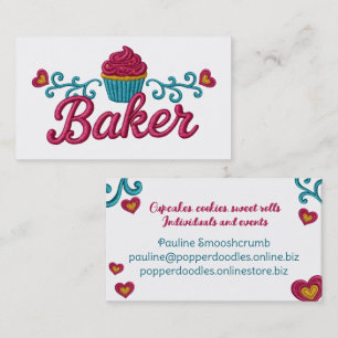 Cupcake-Herz-Bäckerei-Backen-falsche Stickerei Visitenkarte