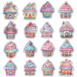 Cupcake House 16 Pack Aufkleber