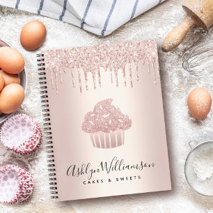 Cupcake Konditorei Koch Glitzer Tropfen Rose Gold Notizbuch