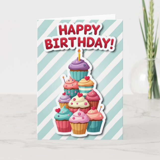 Cupcake-Kunst-Geburtstagskarte Karte (Vorderseite)