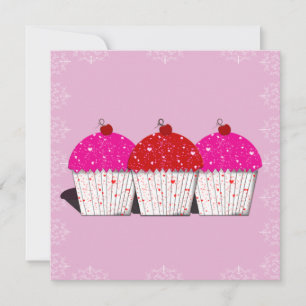 Cupcake-Liebe auf rosafarbenen Notecards Mitteilungskarte