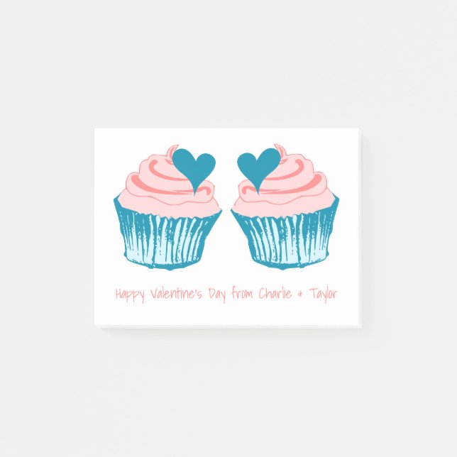 Cupcake Liebe benutzerdefinierter Text Post-It-Not Post-it Klebezettel (Vorderseite)