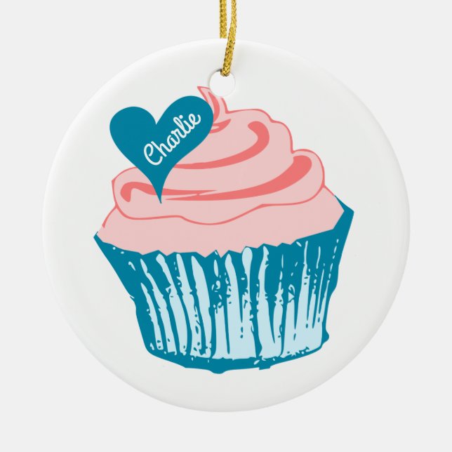 Cupcake Liebe individuelle Name Ornamente (Vorne)