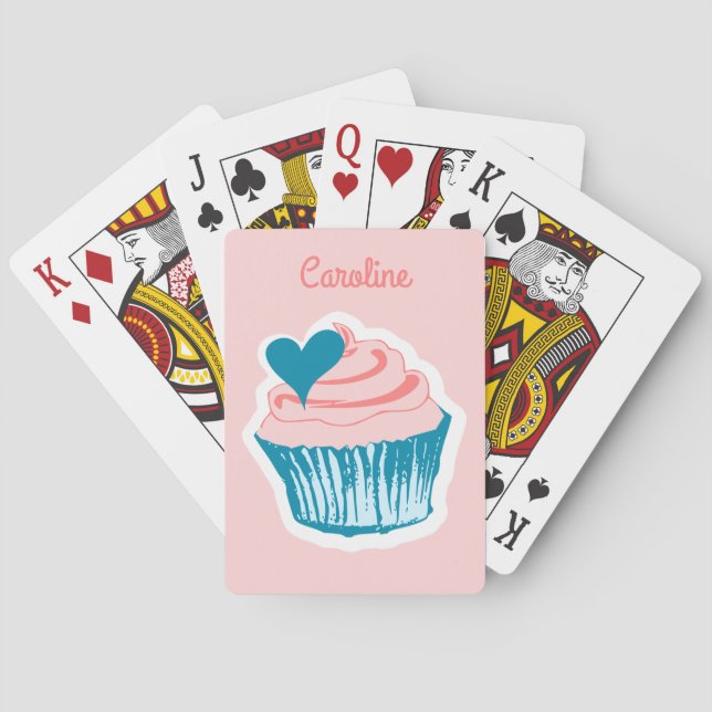 Cupcake Liebe individuelle Name spielt Karten Spielkarten (Rückseite)