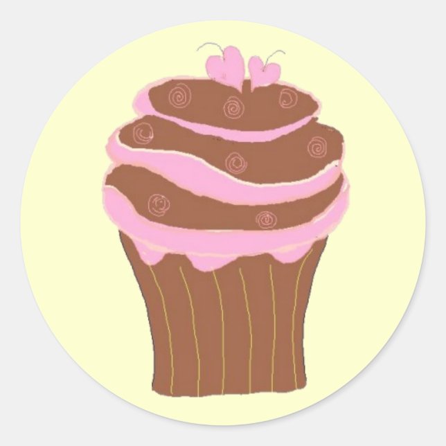 Cupcake Liebe Runder Aufkleber (Vorderseite)