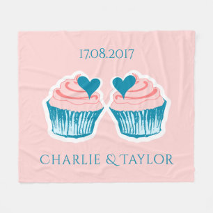 Cupcake Liebe Textelleder Vlies-Decke Fleecedecke