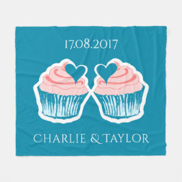 Cupcake Liebe Textelleder Vlies-Decke Fleecedecke
