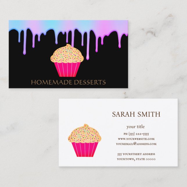 Cupcake Logo Bakery Koch, niedliche Visitenkarte (Vorne/Hinten)