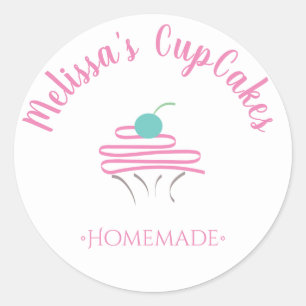 CupCake-Logo-Schneebesen-Hausbäckerei Runder Aufkleber
