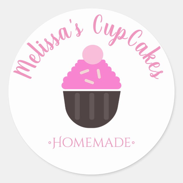 Cupcake Logo Sprinkles hausgemachte Bäckerei Runder Aufkleber (Vorderseite)