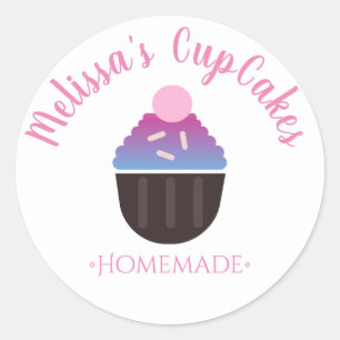 Cupcake-Logo-Streusel Hausschokoladenbäckerei Runder Aufkleber