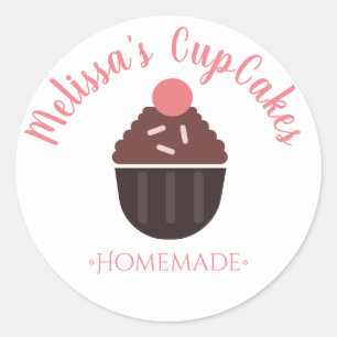 Cupcake-Logo-Streusel-Homemade-Bäckerei Runder Aufkleber