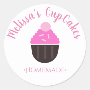 Cupcake-Logo-Streusel Selbstgebackene Bäckerei Runder Aufkleber