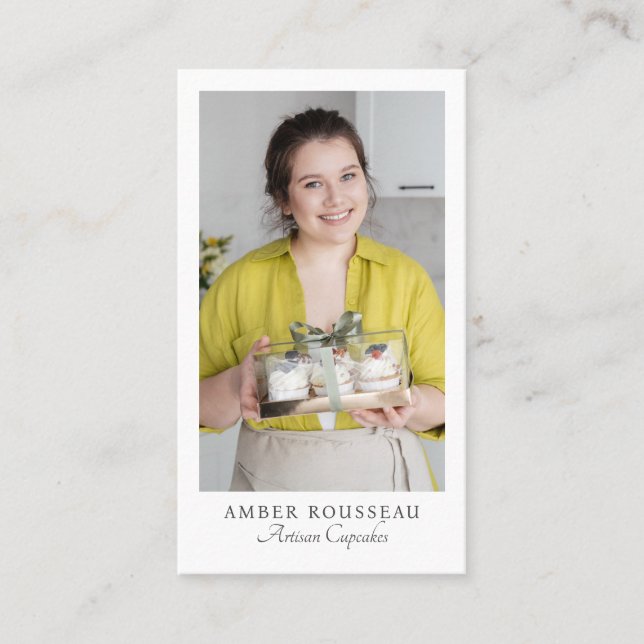 Cupcake-Macher-Foto-QR-Code Visitenkarte (Vorderseite)