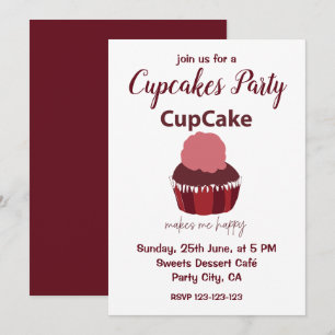 Cupcake Macht Mich Glücklich Cupcake Party Einladung