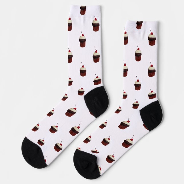 Cupcake mit Cherry auf dem oberen Muster Socken (Linkes Detail)