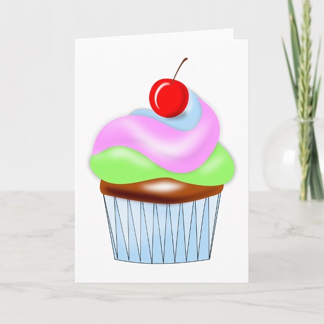Cupcake mit Cherry auf den oberen Grußkarten Karte (Von Creator hochgeladen)