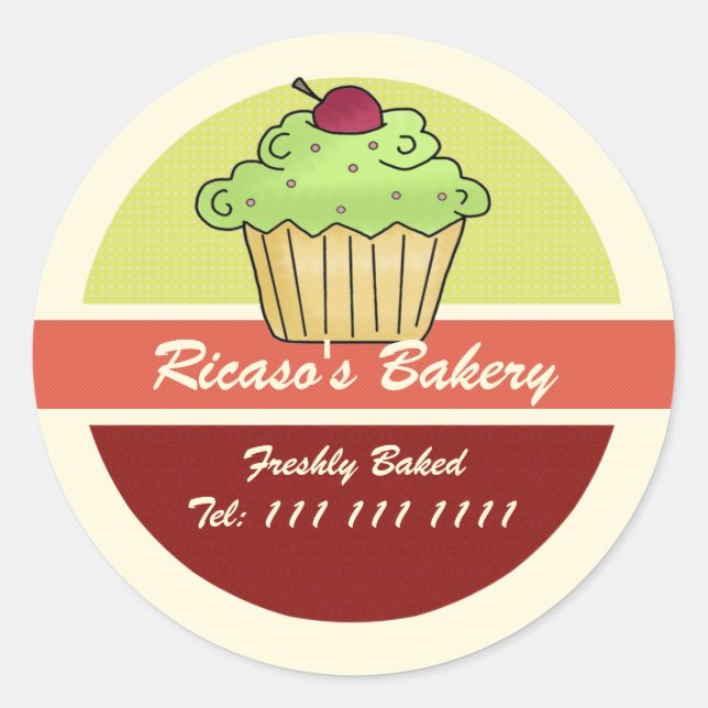 Cupcake mit Cherry oben Runder Aufkleber (Vorderseite)