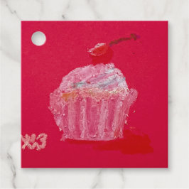 Cupcake mit Erdbeerfrosting Geschenkanhänger