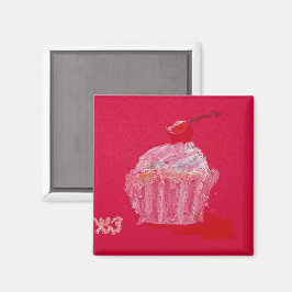 Cupcake mit Erdbeerfrosting Magnet