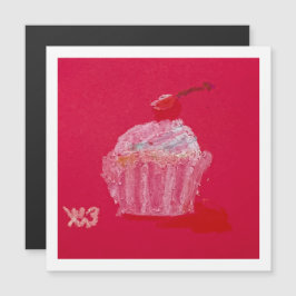 Cupcake mit Erdbeerfrosting Magnetkarte