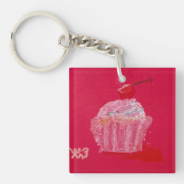 Cupcake mit Erdbeerfrosting Schlüsselanhänger