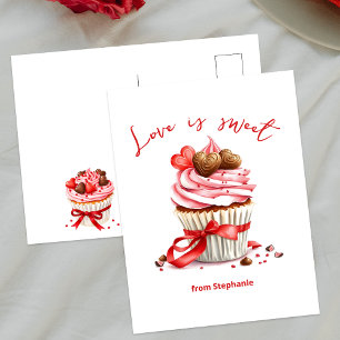 Cupcake mit Herzschokolade Liebe ist süß Postkarte