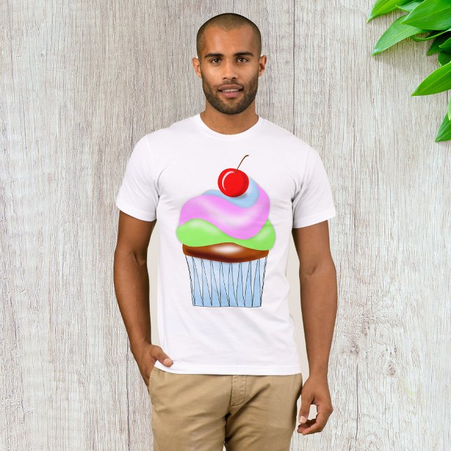 Cupcake mit Kirsche auf dem T - Shirt der Männer (Von Creator hochgeladen)