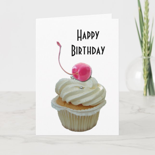 Cupcake mit Kirsche Karte (Vorderseite)