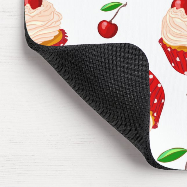 Cupcake mit Kirschmuster Mousepad (Ecke)