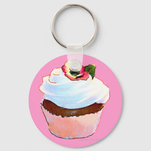 Cupcake mit Pansy Art Design Schlüsselkette Schlüsselanhänger