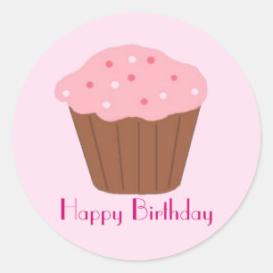 Cupcake mit rosa Streuseln Runder Aufkleber