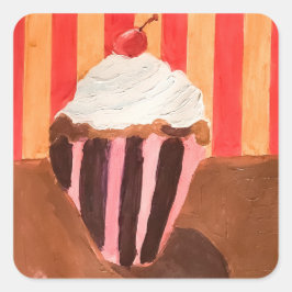 Cupcake mit Vanille-Frosting Quadratischer Aufkleber