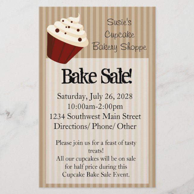 Cupcake mit weichen Mocha Streifen Flyer (Vorne)