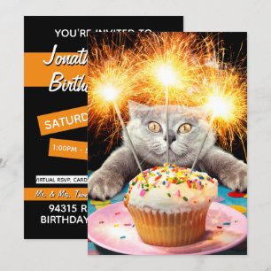 Cupcake mit Wunderkerze Einladung