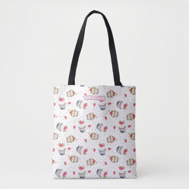 Cupcake Monogram Tote Bag - Sweet Pink personalize (Vorderseite)