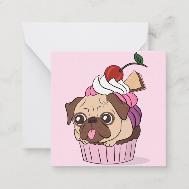 Cupcake-Mops Mitteilungskarte (Vorderseite)