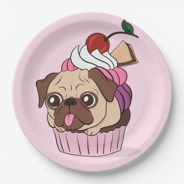 Cupcake-Mops Pappteller (Vorderseite)
