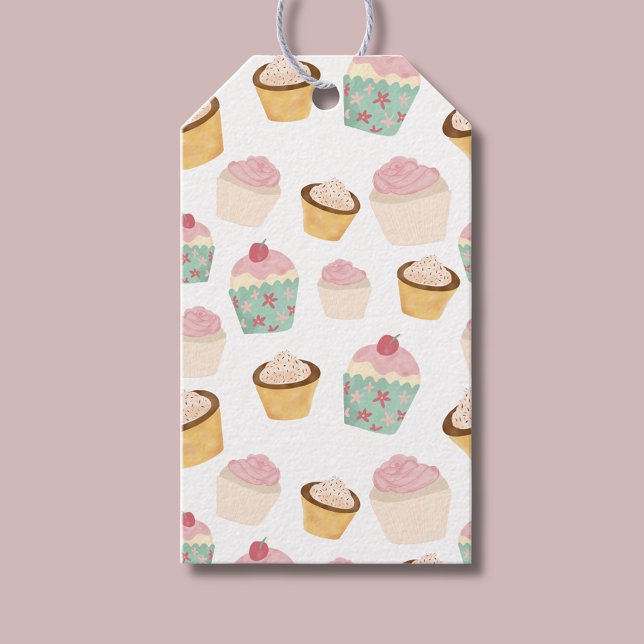 Cupcake Muster Birthday Geschenkanhänger (Cupcake pattern gift tag - perfect for baby showers, afternoon tea parties girls birthday parties.)