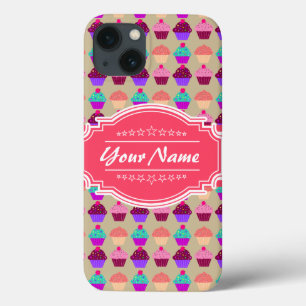 Cupcake Muster Hot Pink Personalisierter Name Case-Mate iPhone Hülle
