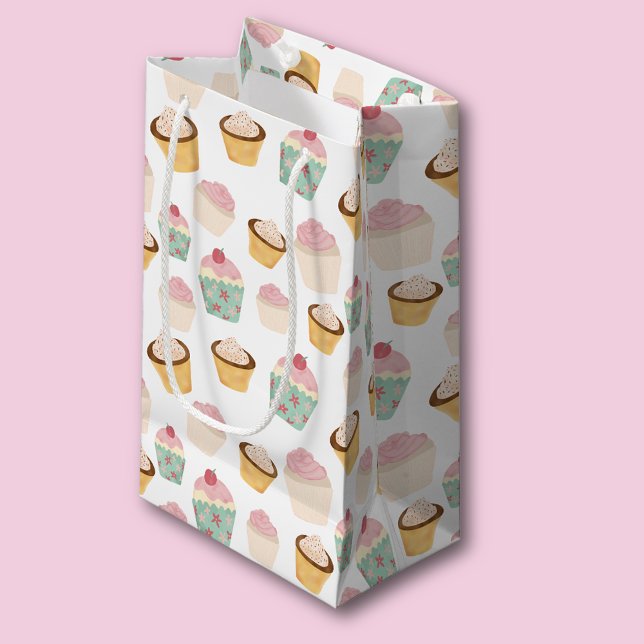 Cupcake-Muster Kleine Geschenktüte (Cupcake gift bag - different sizes available.)