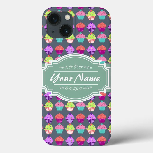 Cupcake Muster MintPersonalized Name Case-Mate iPhone Hülle (Rückseite)