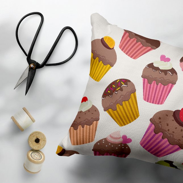 Cupcake Muster, Muffin Muster, Schokolade, Herz Dekokissen (Von Creator hochgeladen)