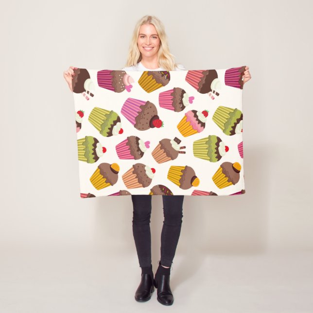 Cupcake Muster, Muffin Muster, Schokolade, Herz Fleecedecke (Beispiel)