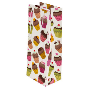 Cupcake Muster, Muffin Muster, Schokolade, Herz Geschenktüte Für Weinflaschen